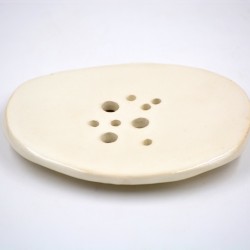 Savonieră ceramică cu găuri - Alb, 12 x 9 cm