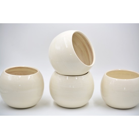 Ghiveci - bol rotund ceramică - Alb 14 x 14 cm