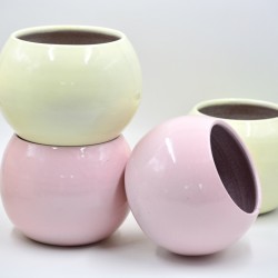 Ghiveci - bol rotund ceramică - Galben pastel 10 x 14 cm