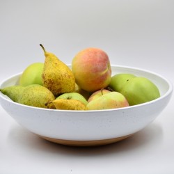 Bol ceramică - Alb Teracota fructe, 30 cm