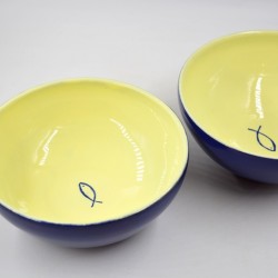 Bol ceramică - Pește Albastru, 17 cm