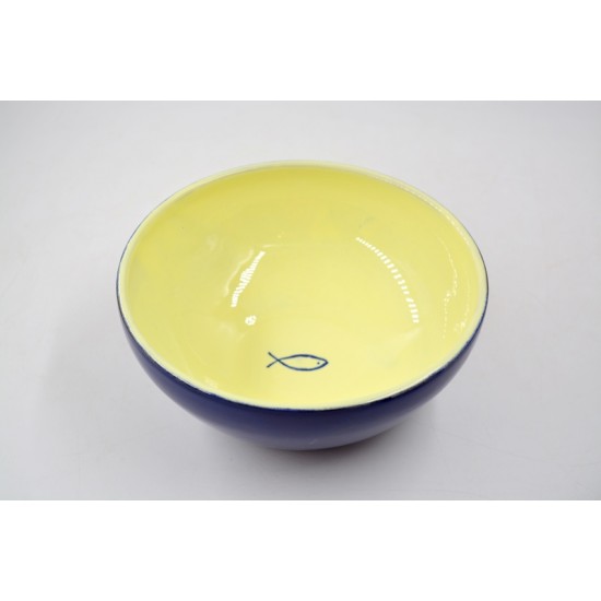 Bol ceramică - Pește Albastru, 17 cm