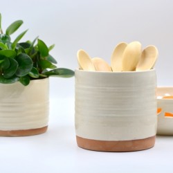 Suport ceramică ustensile bucătărie Alb, 13 x 14 cm