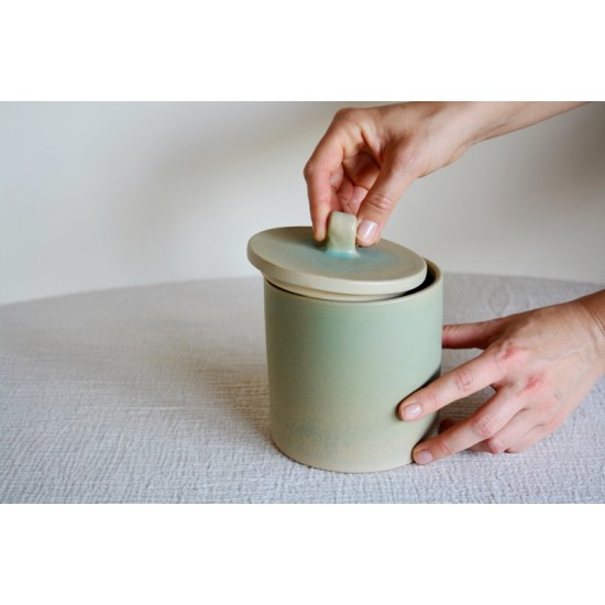 Borcan ceramic cu capac pentru maia - Vernil, 1l