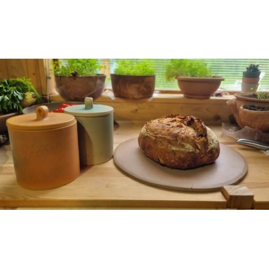 Borcan ceramic cu capac pentru maia - Caramel, 1l