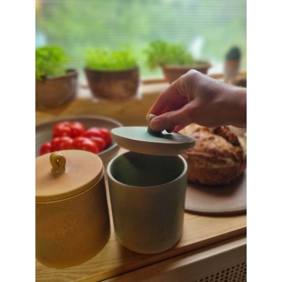Borcan ceramic cu capac pentru maia - Vernil, 1l