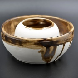 Deco boluri ceramică decorative Alb - Auriu (set 2), 16 cm, 7 cm