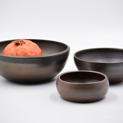 Boluri ceramică neagră (set 3), 17 cm, 14 cm, 10 cm
