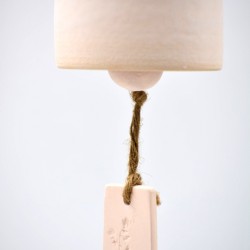 Clopoţel ceramică  alb cu placuţă - 8 cm