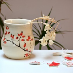 Decoraţiuni ceramică pictată pentru perete, Roşu (set 6) - 5 cm, 7 cm, 10 cm