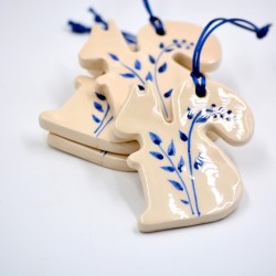Decoraţiuni ceramică, Veveriţe Alb- Albastru (set 4) - 6 cm