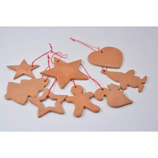 Decoraţiuni ceramică Căciun, Teracota (set 8) - 6 cm, 10 cm