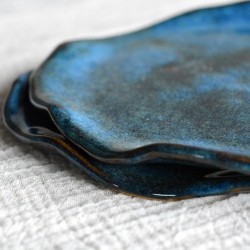 Farfurie asimetrică mică – Nautilus blue, 15 cm