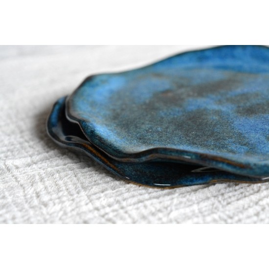 Farfurie asimetrică mică – Nautilus blue, 15 cm