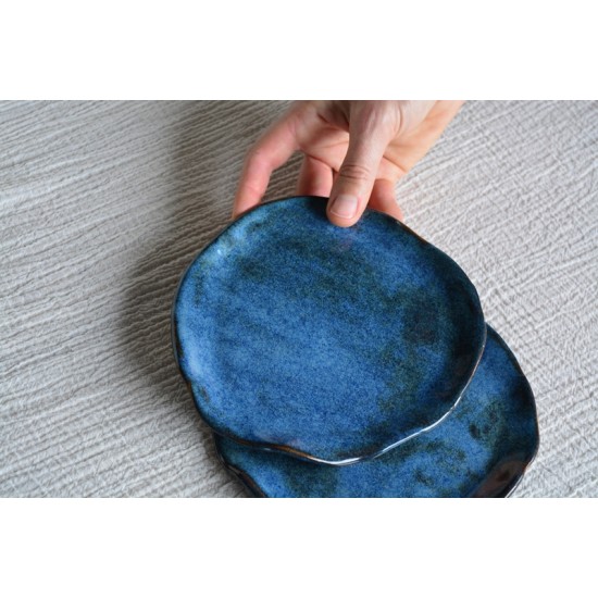 Farfurie asimetrică mică – Nautilus blue, 15 cm