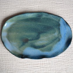 Farfurie asimetrică ovală – Nautilus blue, 25 cm