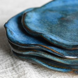 Farfurie asimetrică ovală – Nautilus blue, 25 cm