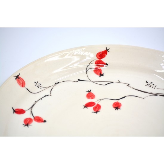 Platou servire din ceramică - Măceșe, 28 cm