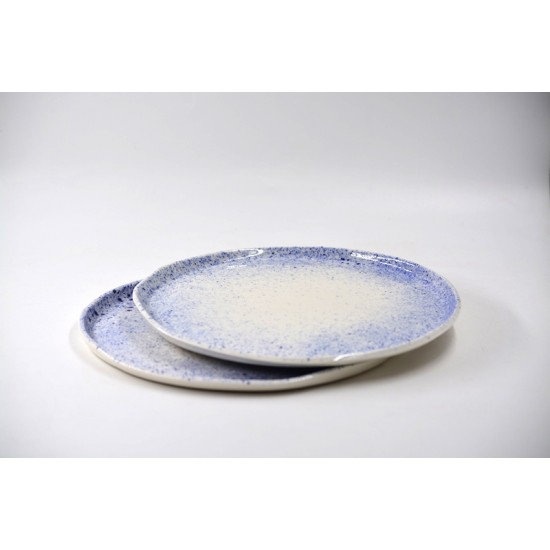 Farfurie din porțelan handmade Blue Speckles – diametru 24 cm