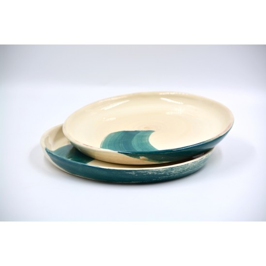 Farfurii ceramică Blue Lagoon (set 2), 22 cm