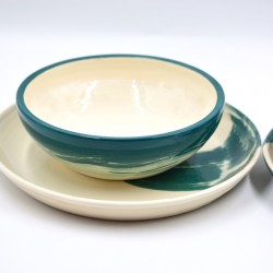 Farfurii ceramică adânci Blue Lagoon (set 2), 18 cm