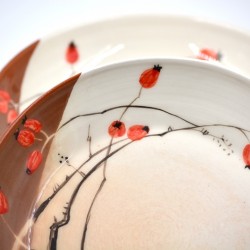 Farfurii ceramică Măceșe (set 2), 20 cm