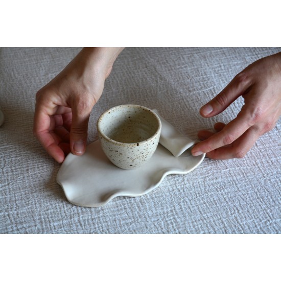 Farfurie / Tavă asimetrică S – Cream, 15 x 11 cm