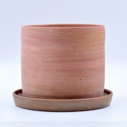 Ghiveci ceramică cu gaură și farfurie - Teracota, 16 X 14 cm