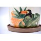 Ghiveci ceramică cu gaură și farfurie - Tucan 17 x 14 cm