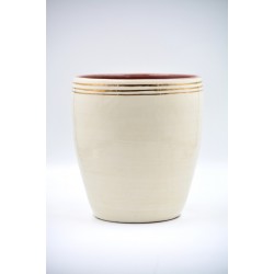 Ghiveci - Vază ceramică Alb - Linii Aur, 18x21 cm