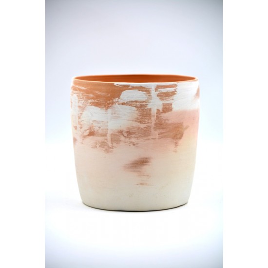 Ghiveci ceramică Teracota - Alb, 16 X 16 cm
