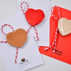 Mărțișor broșă ceramică - inimă albă, roșie, teracota ( set 3)