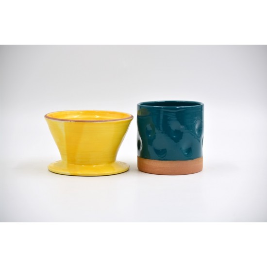 Set ceramică dripper și cană pentru cafea - Blue Lagoon - Amprente, 300 ml