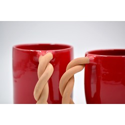 Cană ceramică Răsucită - Roșu, 300 ml