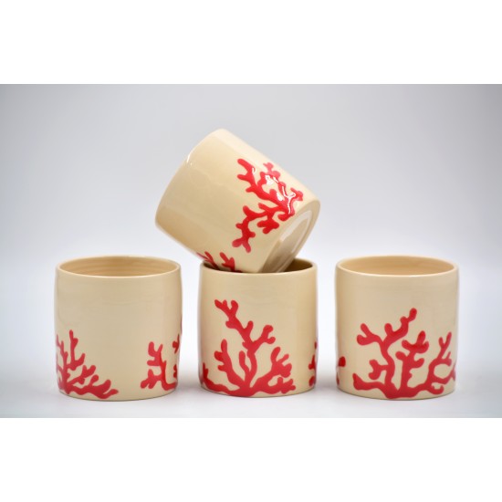 Pahar ceramică Alb - Coral, 300 ml