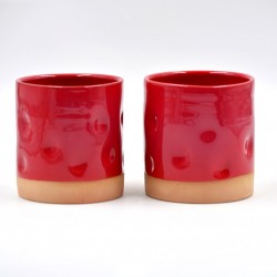 Pahar ceramică Amprente - Roșu, 300 ml