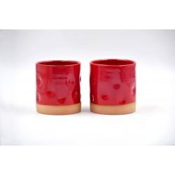 Pahar ceramică Amprente - Roșu, 300 ml