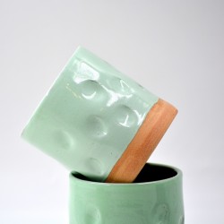 Pahar ceramică Amprente - Verde mentă, 300 ml