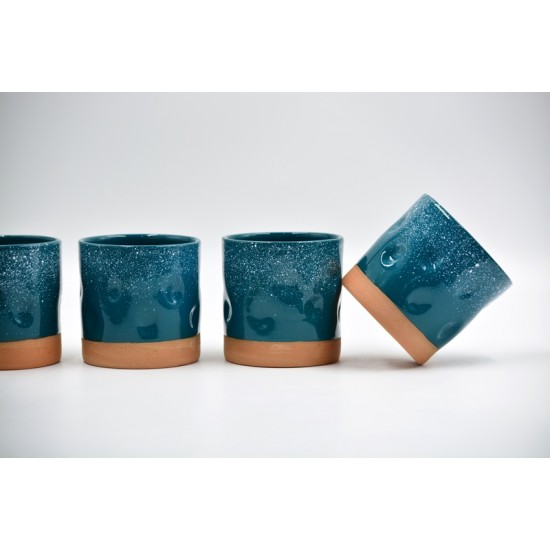 Pahar ceramică Blue Lagoon Splash Alb - Amprente, 300 ml
