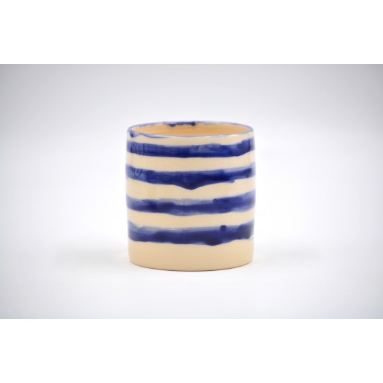 Pahar ceramică Linii Albastre, 300 ml