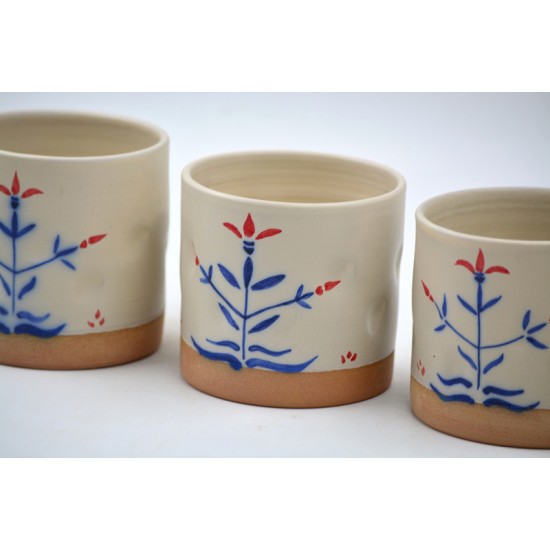 Pahar ceramică Tradițional Crem - Lalele, 300 ml