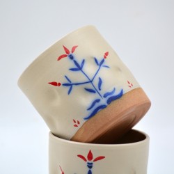 Pahar ceramică Tradițional Crem - Lalele, 300 ml