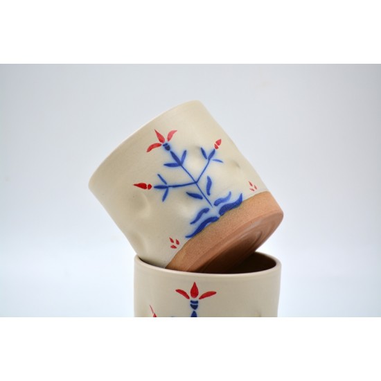 Pahar ceramică Tradițional Crem - Lalele, 300 ml