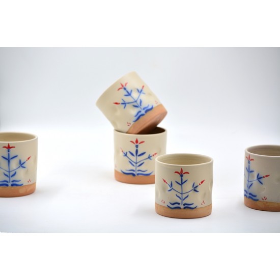 Pahar ceramică Tradițional Crem - Lalele, 300 ml