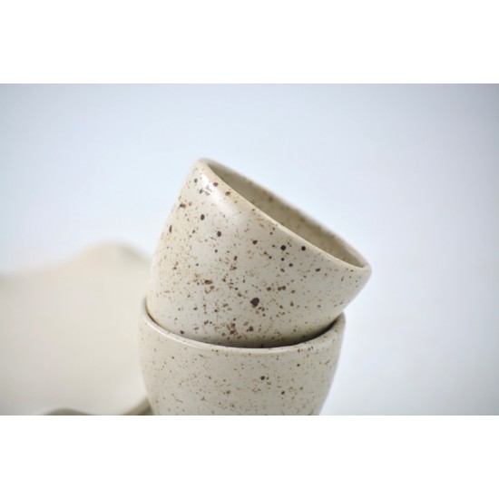Set 2 cești espresso și tăviță - Crem Specks, 100ml