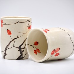 Pahar ceramică - Măceșe, 300 ml