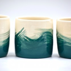 Pahare ceramică - Blue Lagoon (set 3), 300 ml