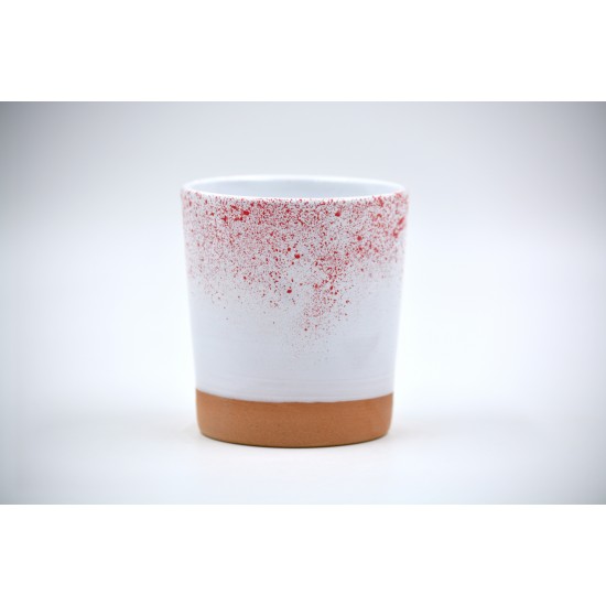 Pahar ceramică Alb - Roşu  - 350 ml