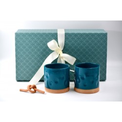 Cutie cadou Blue Lagoon- 2 pahare amprente + nod deco