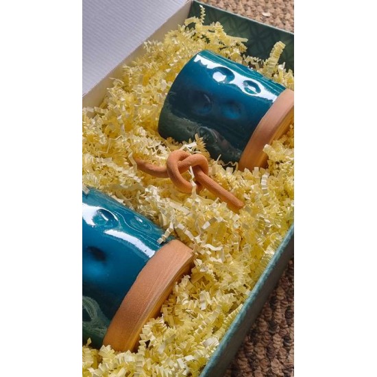 Cutie cadou Blue Lagoon- 2 pahare amprente + nod deco